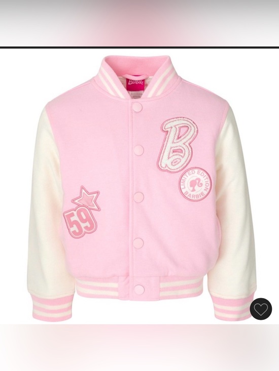 Mattel Other - Barbie Girls' Pink & White Varsity Jacket